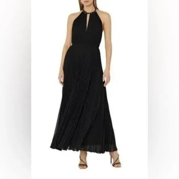 NEW Milly Kora Gown Womens 12 Maxi Black Halter Chic Elegant Luxury Whimsical - Picture 1 of 11